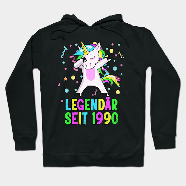 30 Geburtstag Legendär seit 1990 Einhorn Hoodie by Foxxy Merch